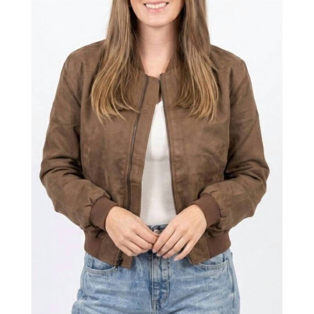 NEW PROMESA burnout bomber jacket in brown